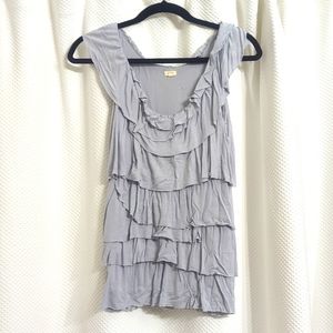 J crew light blue ruffly tank top